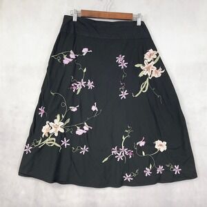 Wallis Women Skirt US 12 Embroidered Floral Boho Whimsigoth Dark Cottage Witchy
